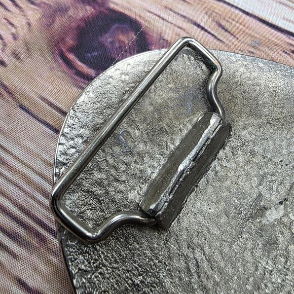 Vintage Handcrafted Inlay Belt Buckle Silver Tone Turquoise Eagle Western 3 Inch - Picture 8 of 11